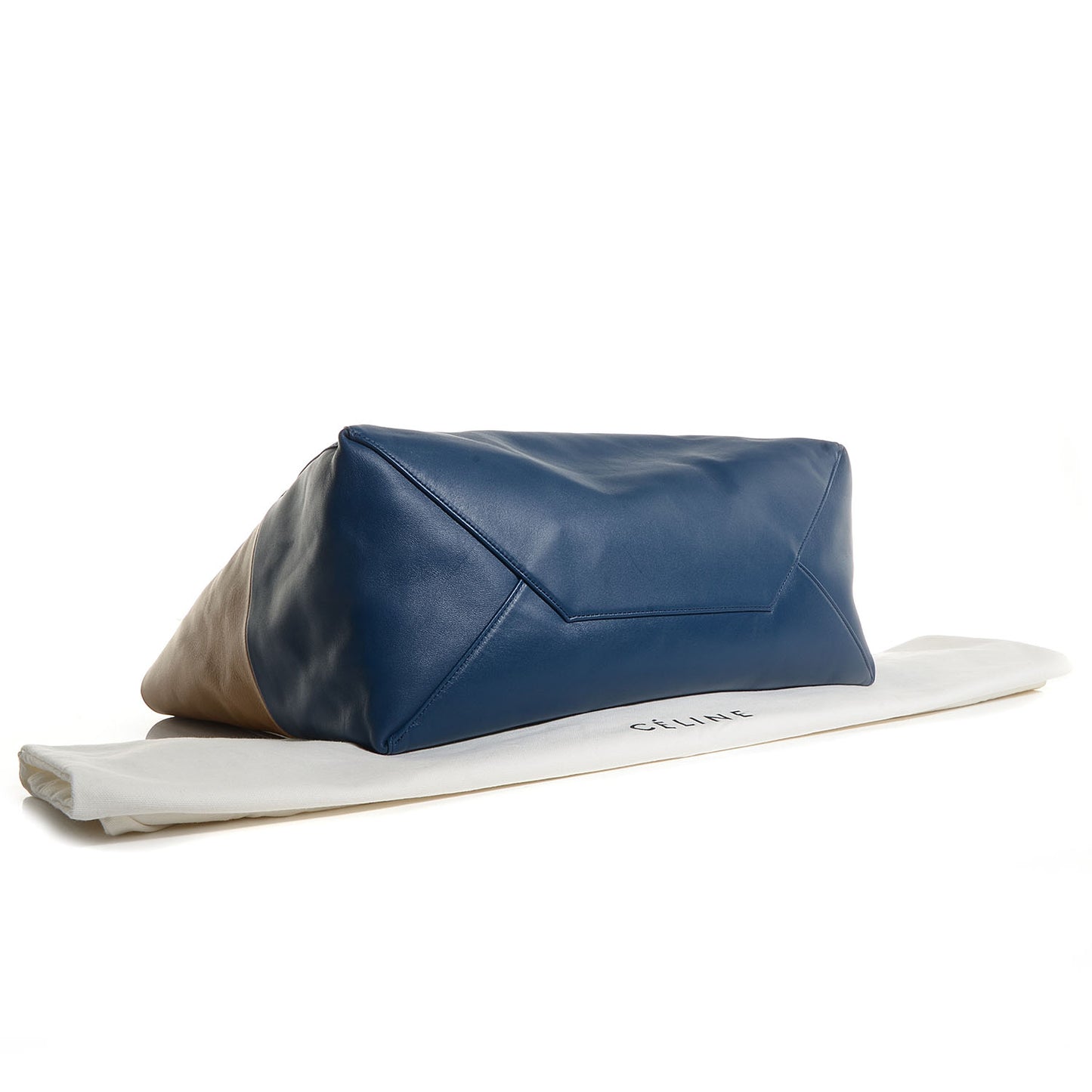Lambskin Horizontal Bi-Cabas Blue Camel