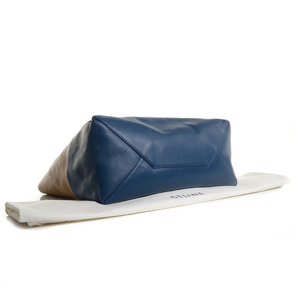 Celine Lambskin Horizontal Bi-Cabas Blue Camel 4 of 9