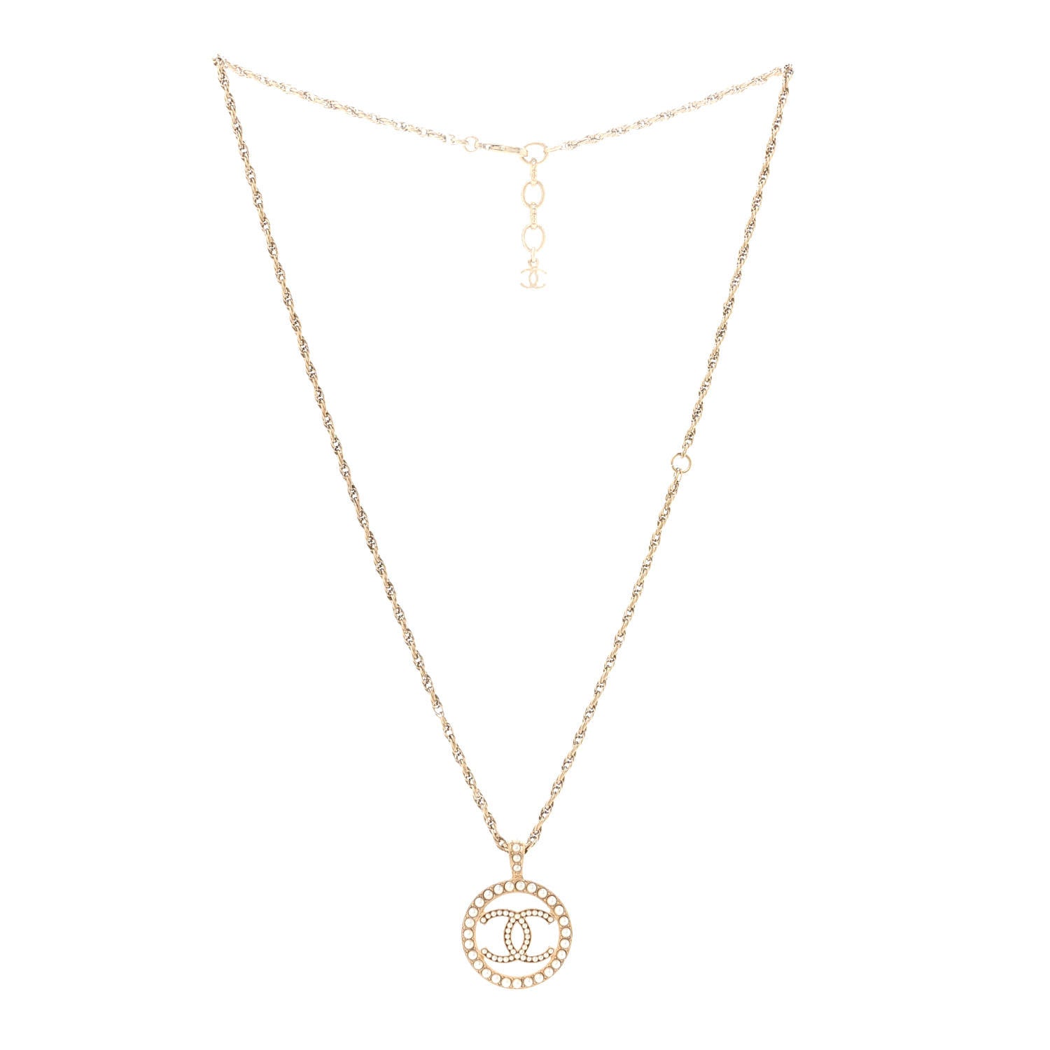 Chanel Pearl CC Round Pendant Necklace Gold 3 of 7
