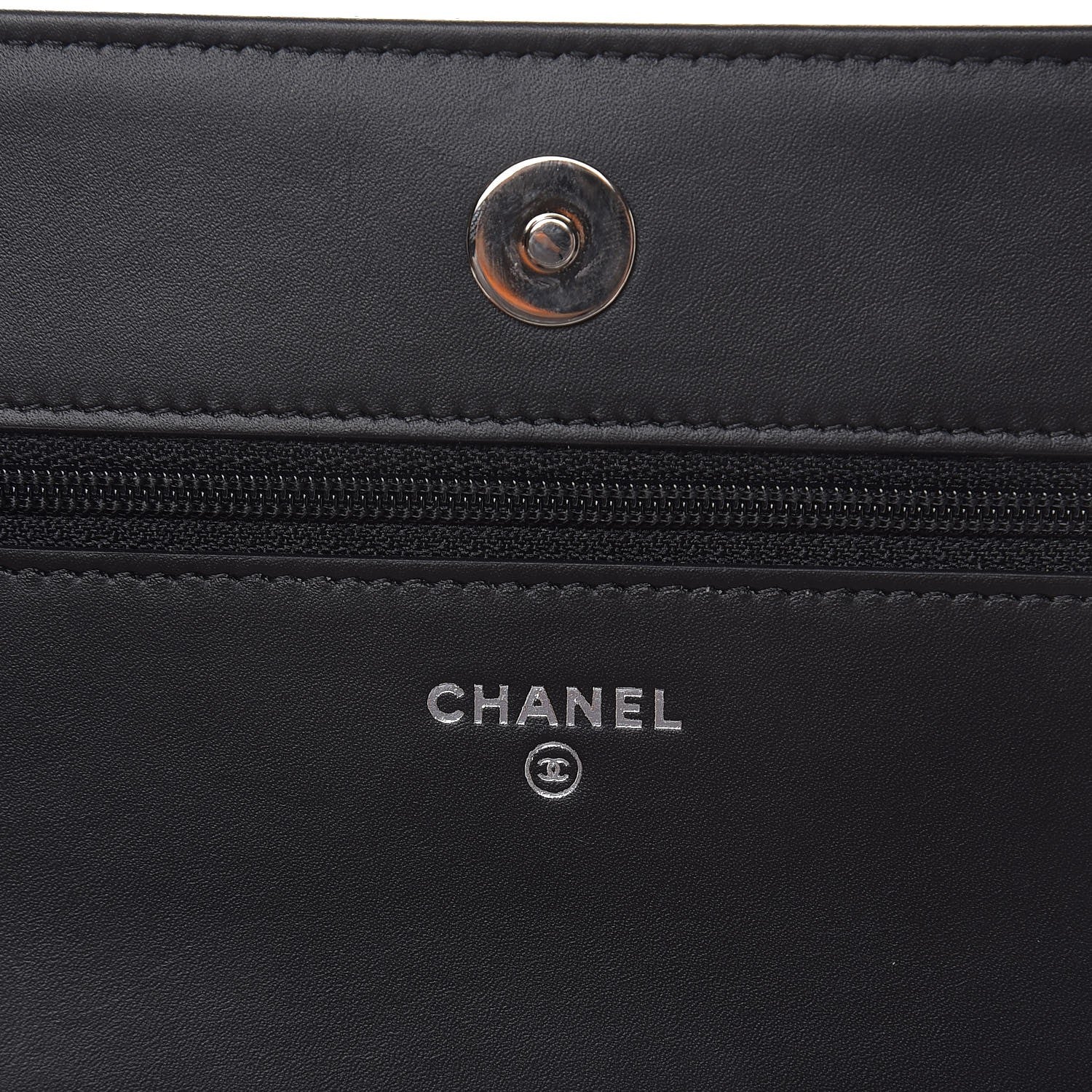 Chanel Lambskin Camellia Studded Wallet on Chain WOC Black 6 of 9