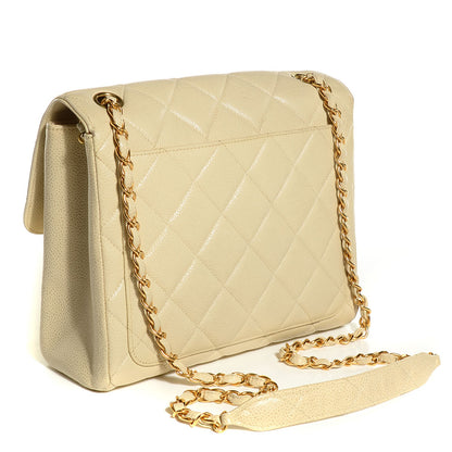 Chanel Caviar Quilted Medium Flap Shoulder Bag Beige 3 of 9
