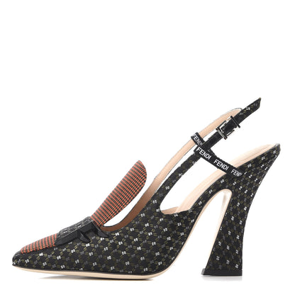Fendi Fabric Jacquard Ffreedom Slingback Pumps 38.5 1 of 11