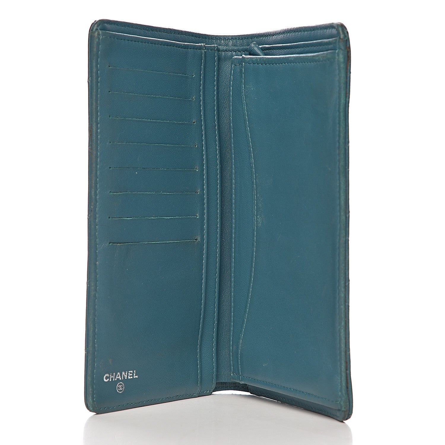 Chanel Lambskin Quilted Yen Wallet Blue 5 of 22