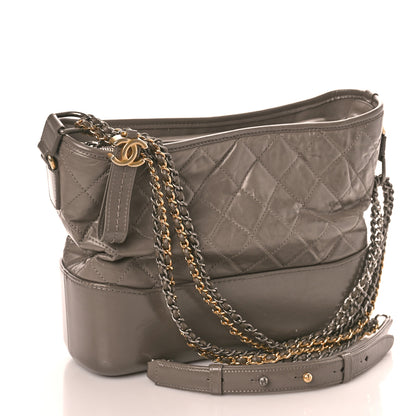 Chanel Aged Calfskin Quilted Medium Gabrielle Hobo Grey 3 of 13