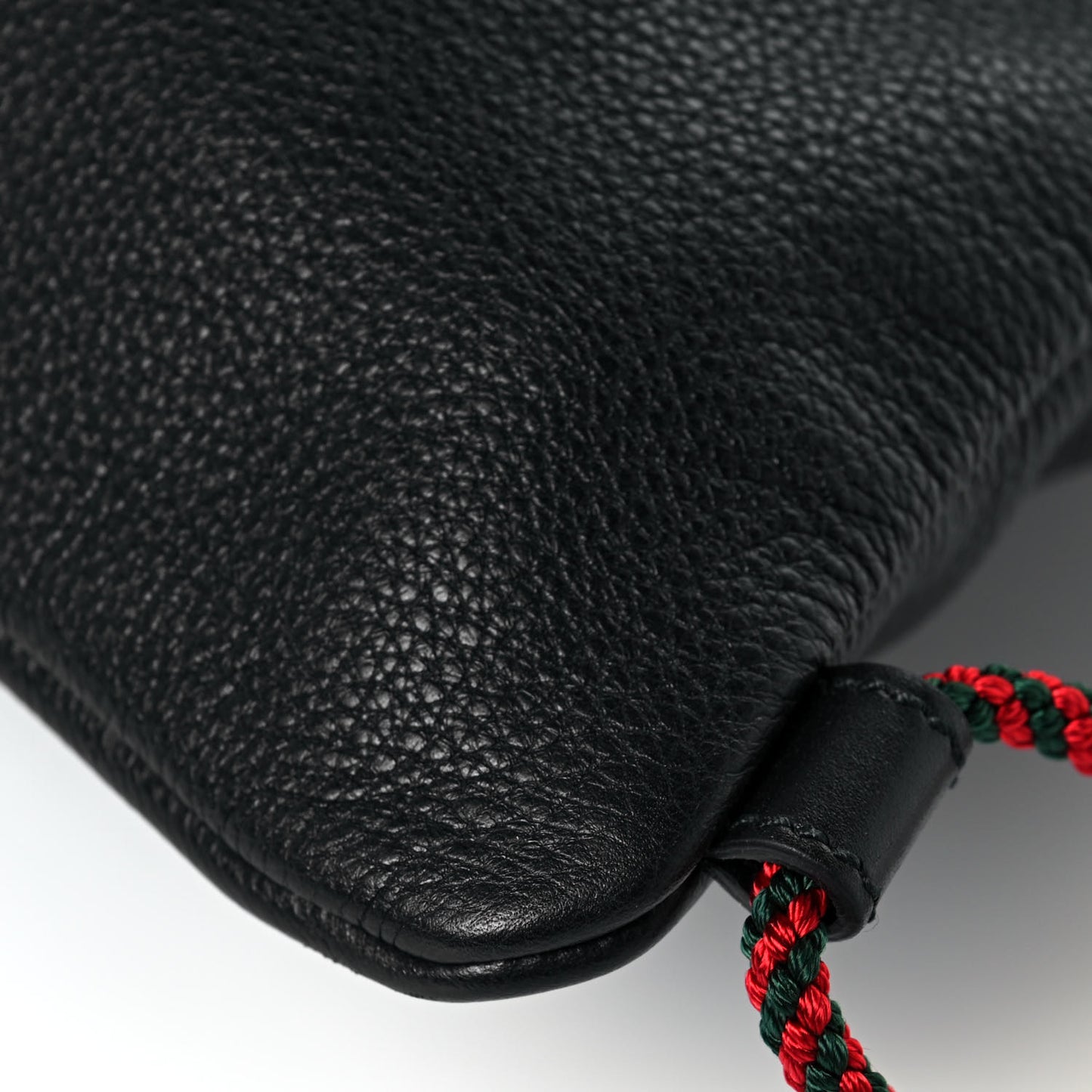 Calfskin Logo Drawstring Backpack Black