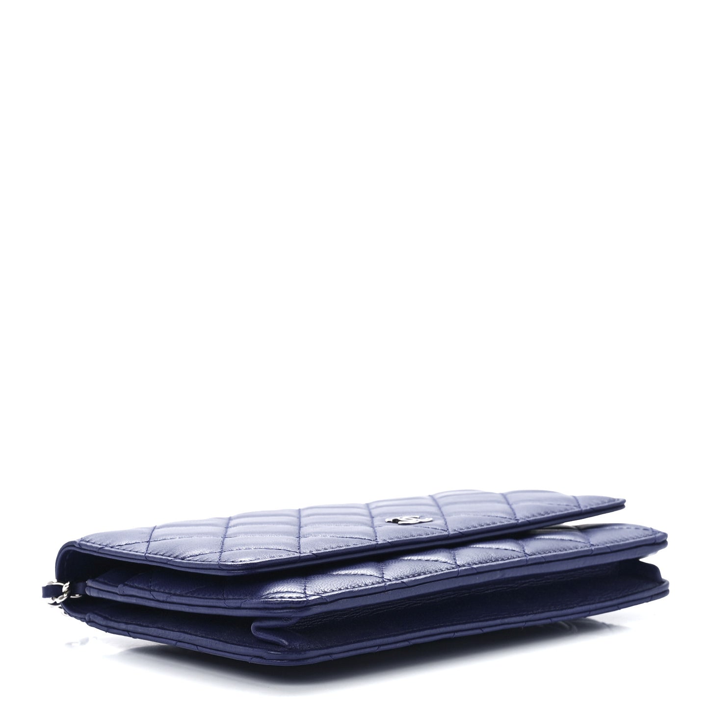 Lambskin Quilted Wallet On Chain WOC Blue