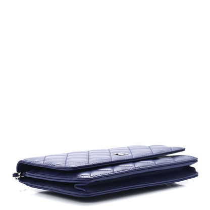 Chanel Lambskin Quilted Wallet On Chain WOC Blue 4 of 12
