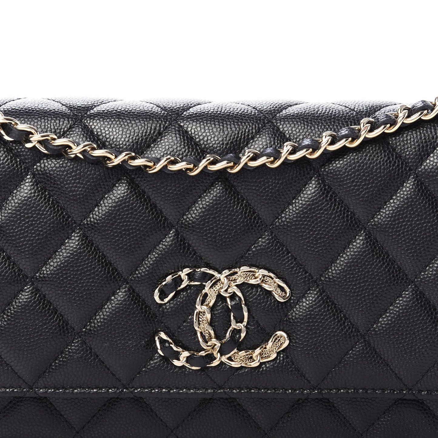 Caviar Quilted French New Wave Chain CC Wallet On Chain WOC Black