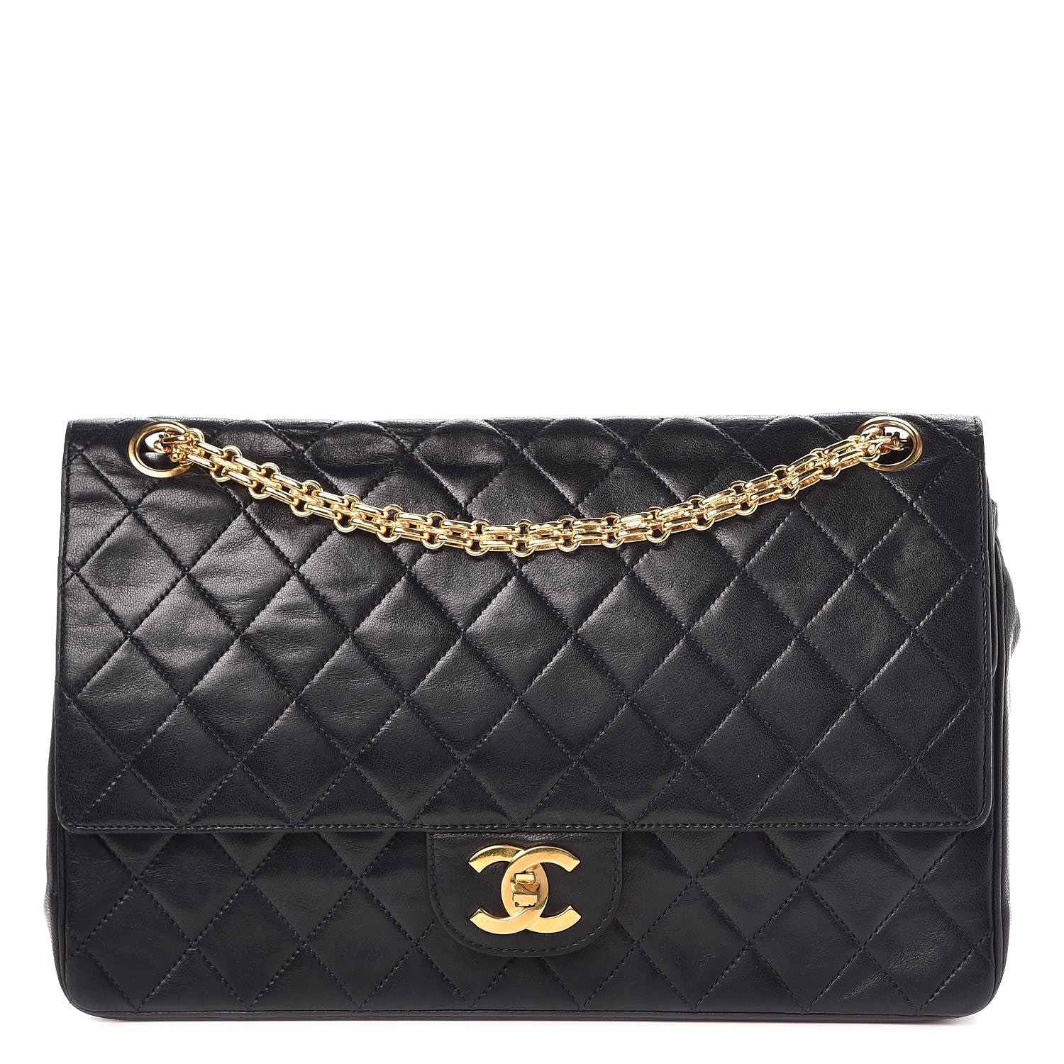 Chanel Lambskin Quilted Medium Bijoux Chain Double Flap Black 1 of 10