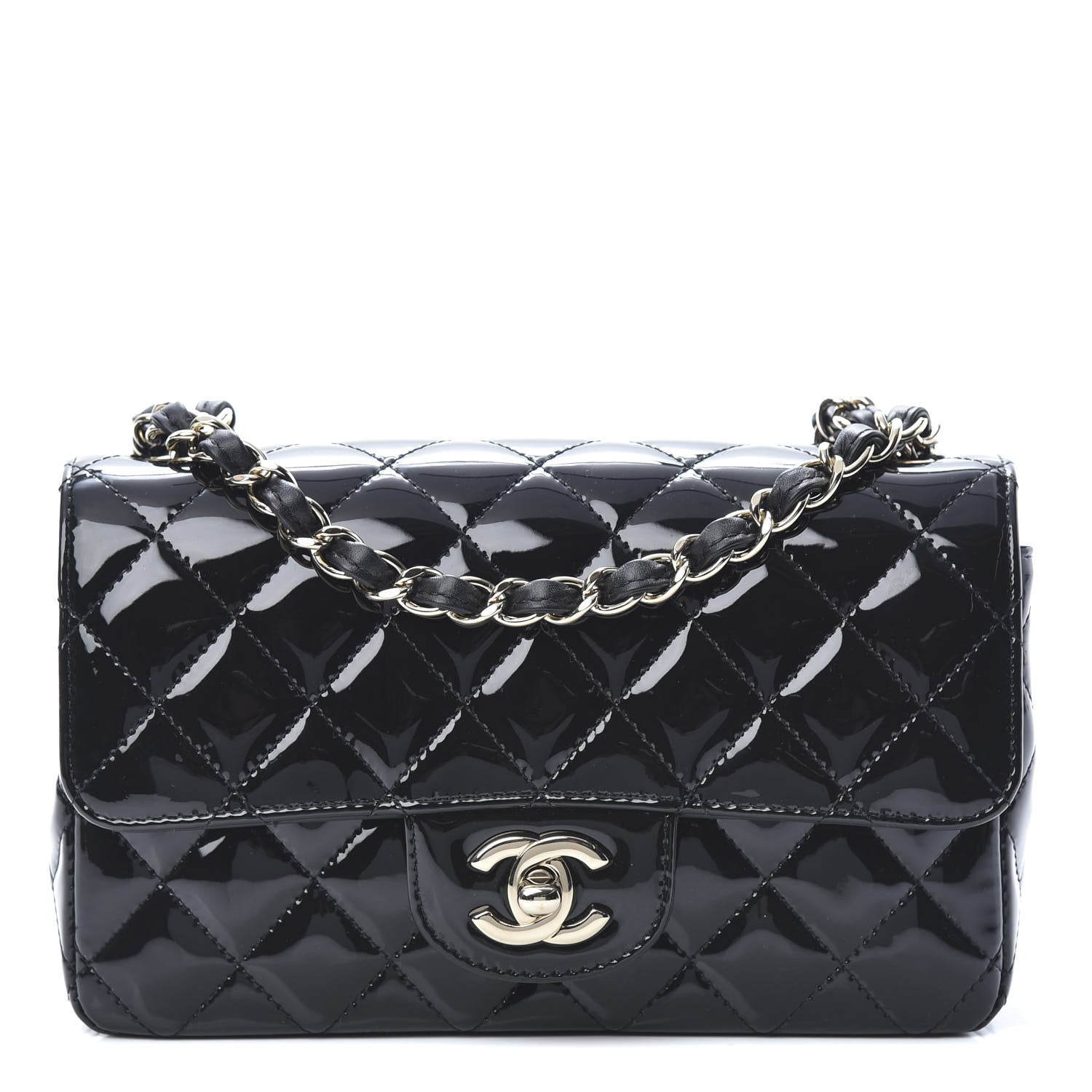 Chanel Patent Calfskin Quilted Mini Rectangular Flap Black 1 of 10