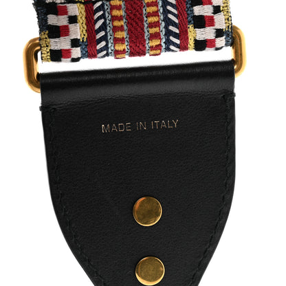 Christian Dior Canvas Embroidered Studded Shoulder Strap Black Multicolor 3 of 3