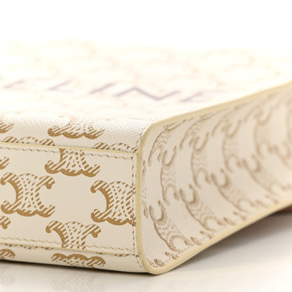 Celine Triomphe Canvas Calfskin Mini Vertical Cabas White 8 of 10