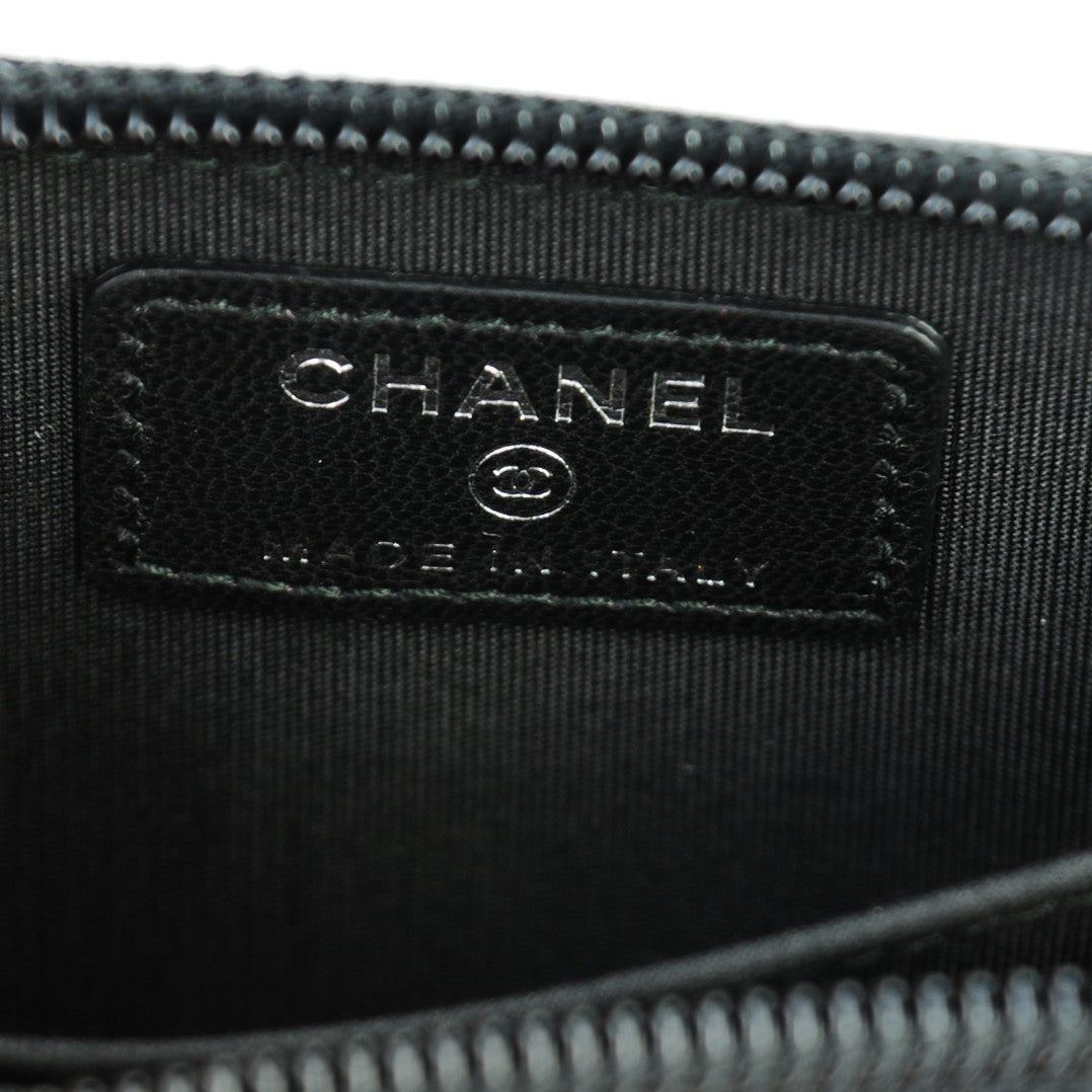 Chanel Caviar Quilted Boy Zip Around Coin Purse Wallet Black 6 of 7