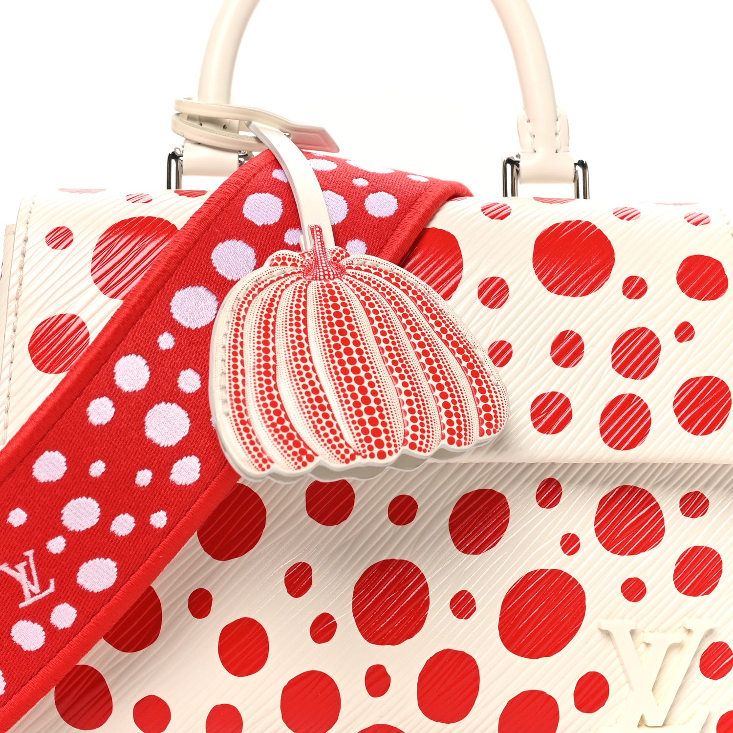 Louis Vuitton LV X YK Monogram Kusama Epi Cluny Mini White Red 7 of 9