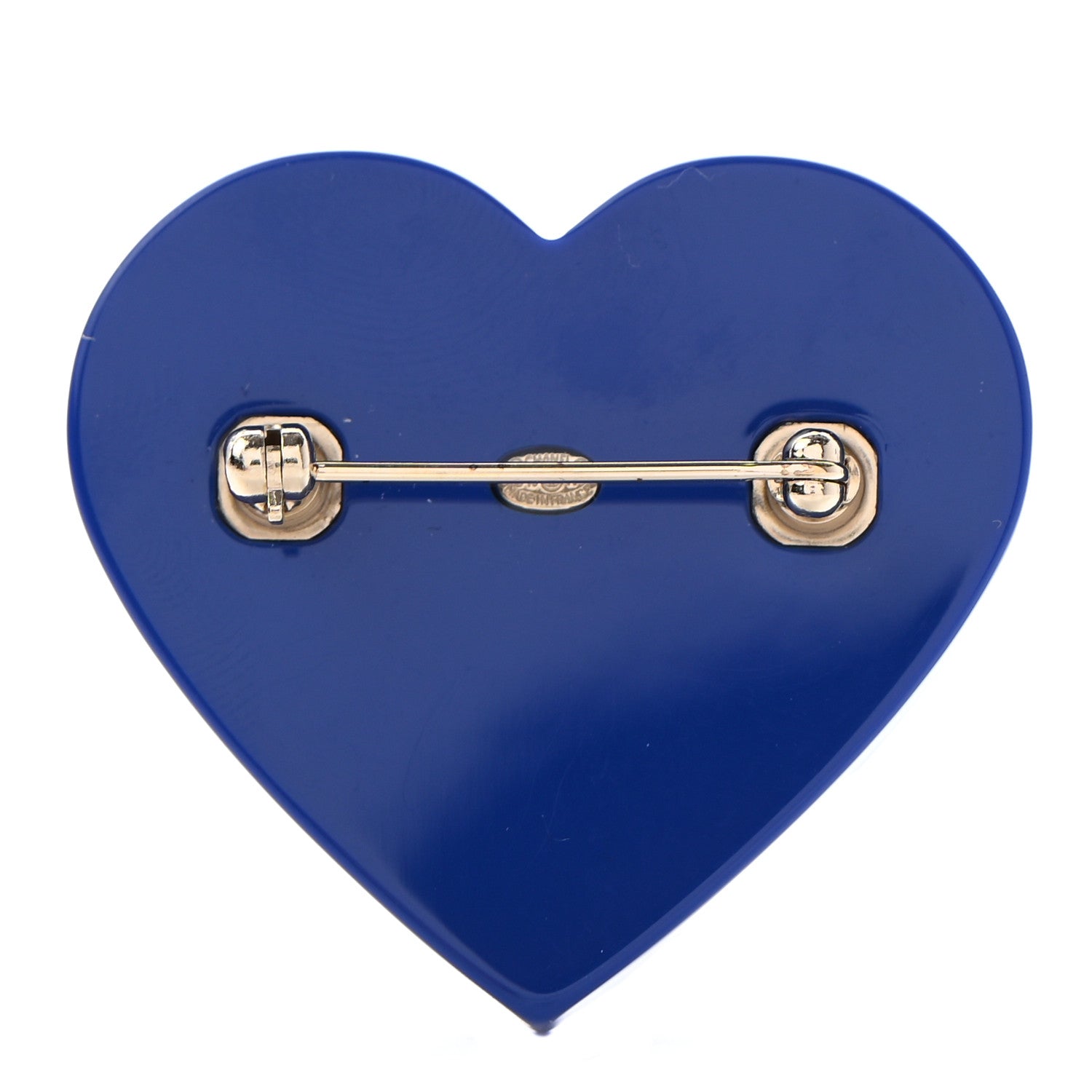 Chanel Resin Pearl Crystal CC Heart Brooch Blue 3 of 5