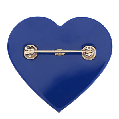 Chanel Resin Pearl Crystal CC Heart Brooch Blue 3 of 5