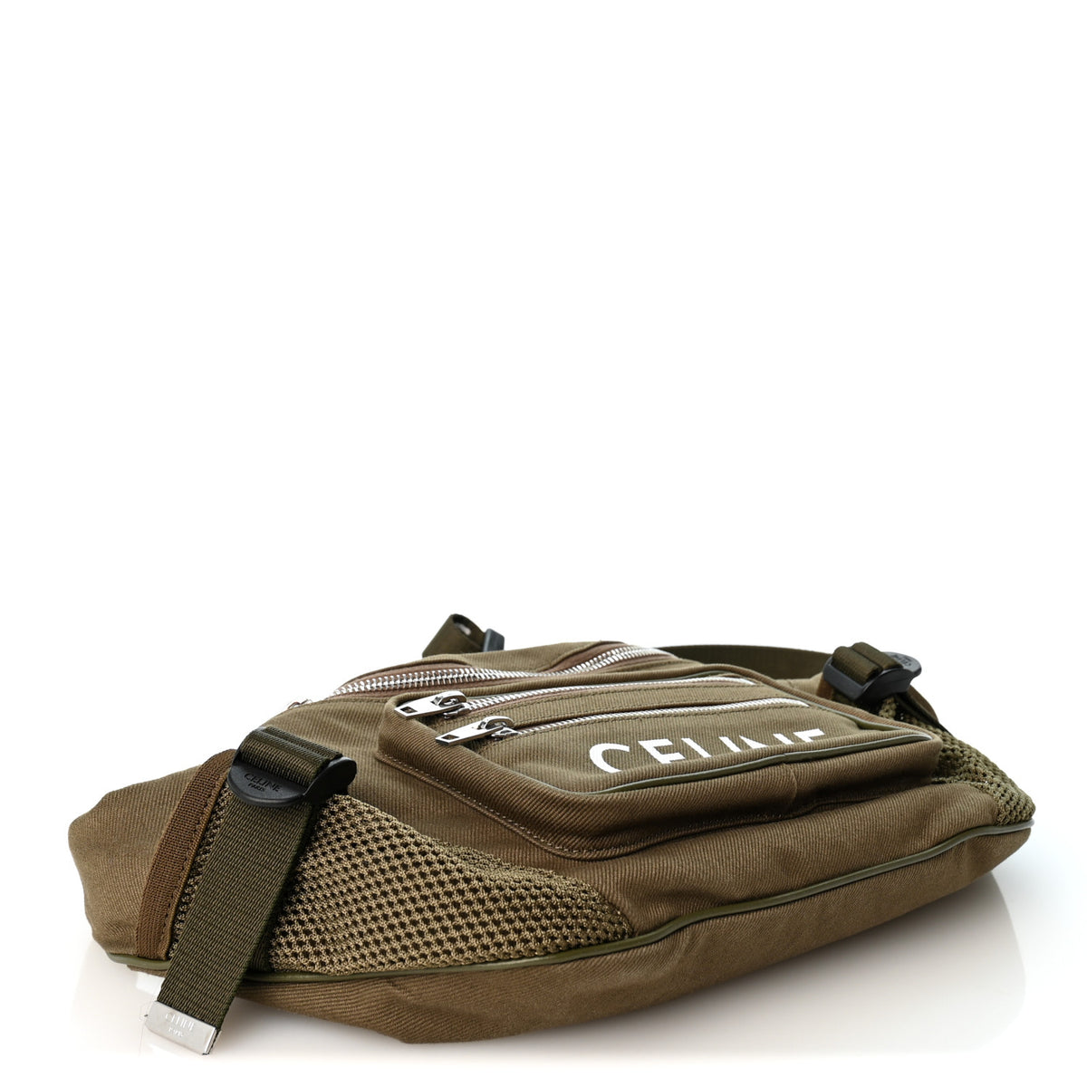 Celine Cotton Gabardine Logo Print Trekking Belt Bag Khaki 4 of 8