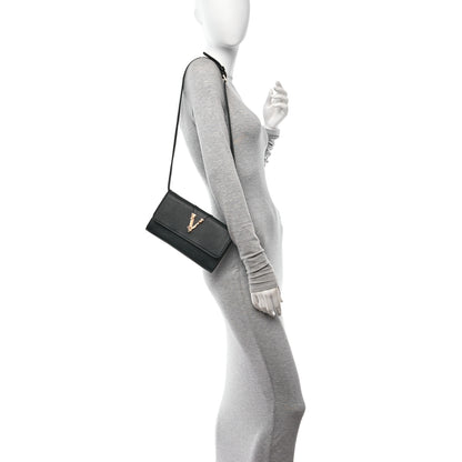 Versace Grained Calfskin Virtus Wallet On Strap Black 2 of 15