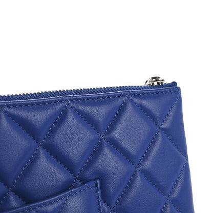 Chanel Lambskin Quilted Medium Cosmetic Case Blue 8 of 9