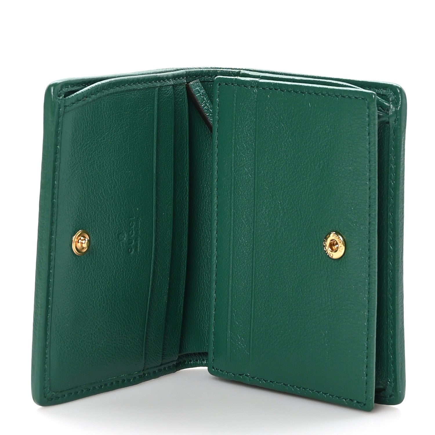 Gucci Azalea Calfskin Enamel Matelasse Diagonal Torchon GG Marmont Card Case New Shamrock Emerald 5 of 10