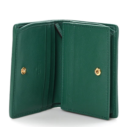 Gucci Azalea Calfskin Enamel Matelasse Diagonal Torchon GG Marmont Card Case New Shamrock Emerald 5 of 10