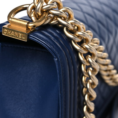 Chanel Lambskin Quilted Medium Boy Flap Dark Blue 12 of 12