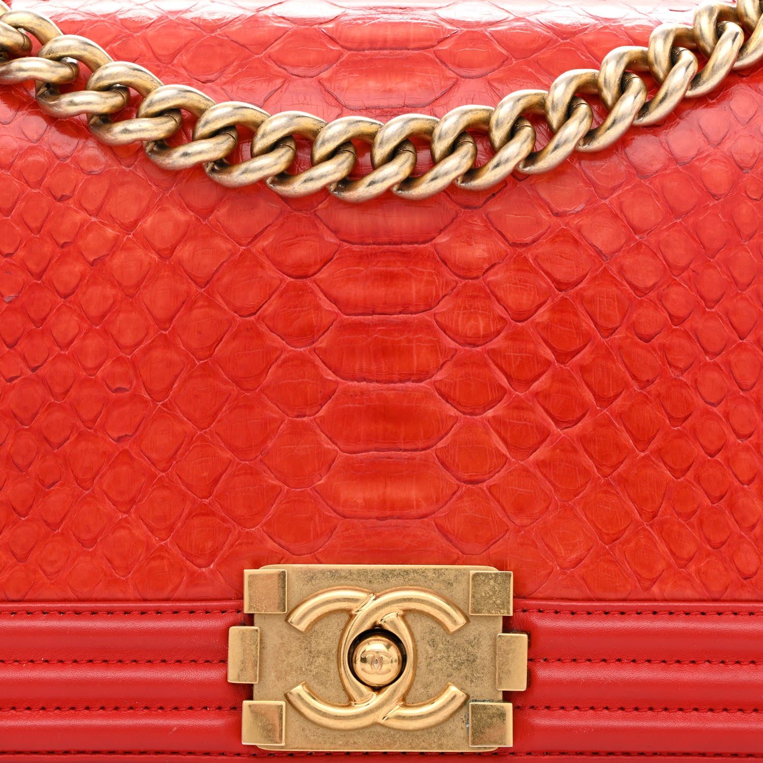 Chanel Snakeskin Medium Boy Flap Red 9 of 14