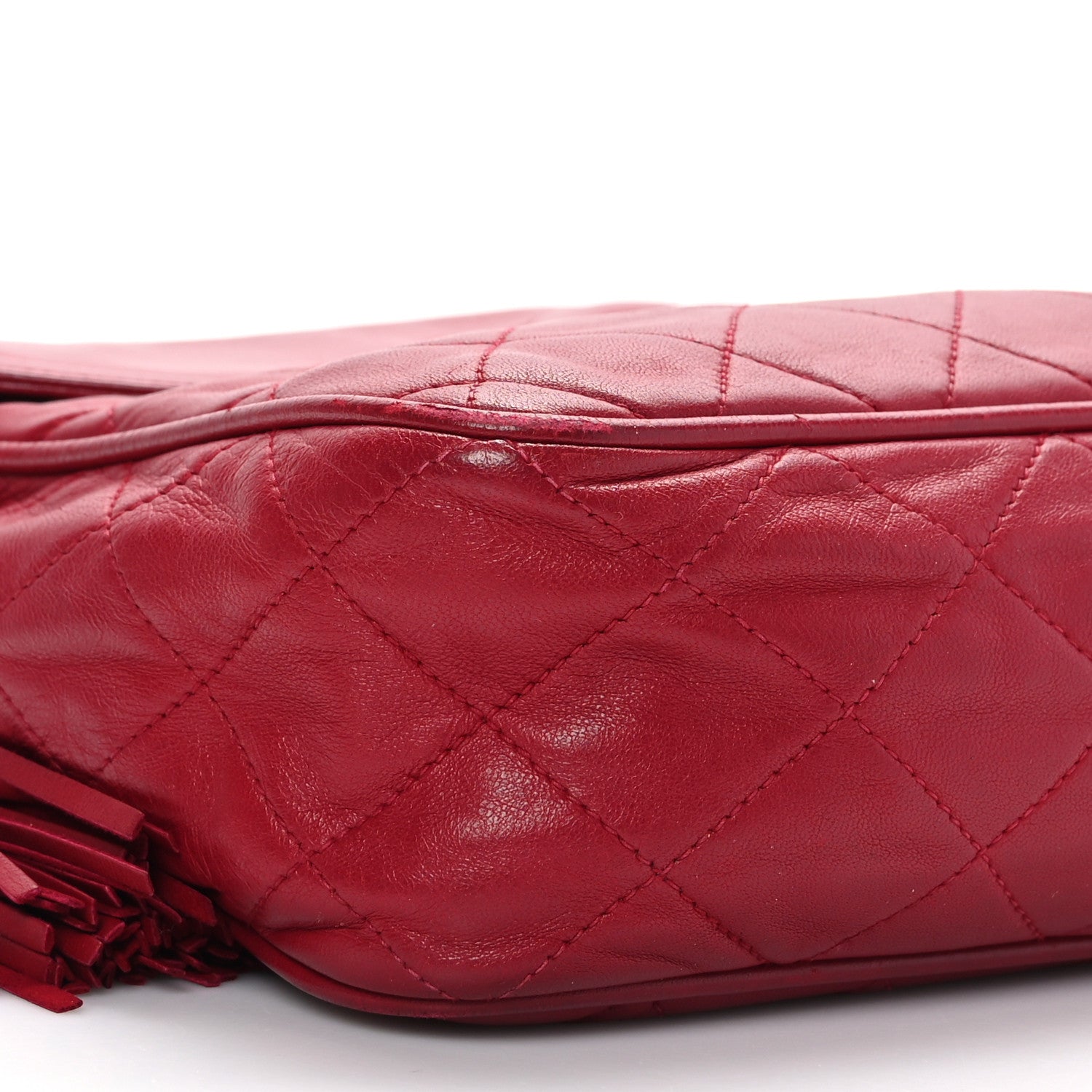 Chanel Lambskin Quilted CC Tassel Flap Camera Case Red 7 of 11