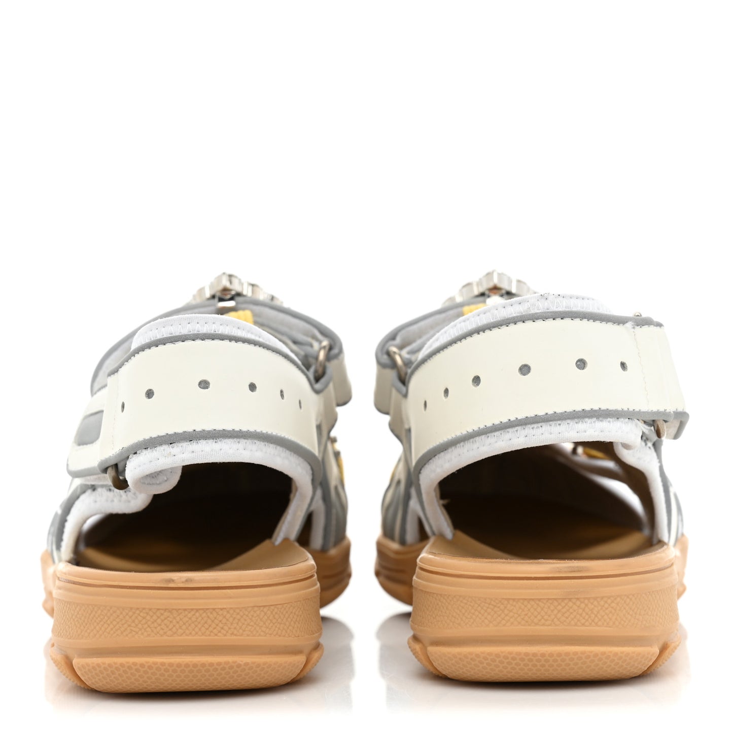 Mesh Fabric Tinsel Sport Sandals 37 White Silver