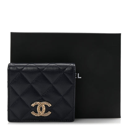 Chanel Caviar Quilted Multi Chain CC Compact Bifold Wallet Navy 9 of 9