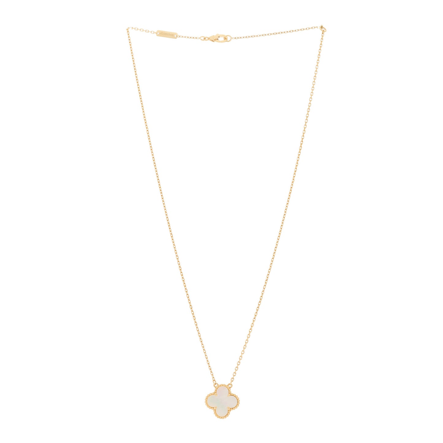 18K Yellow Gold Mother of Pearl Vintage Alhambra Pendant Necklace