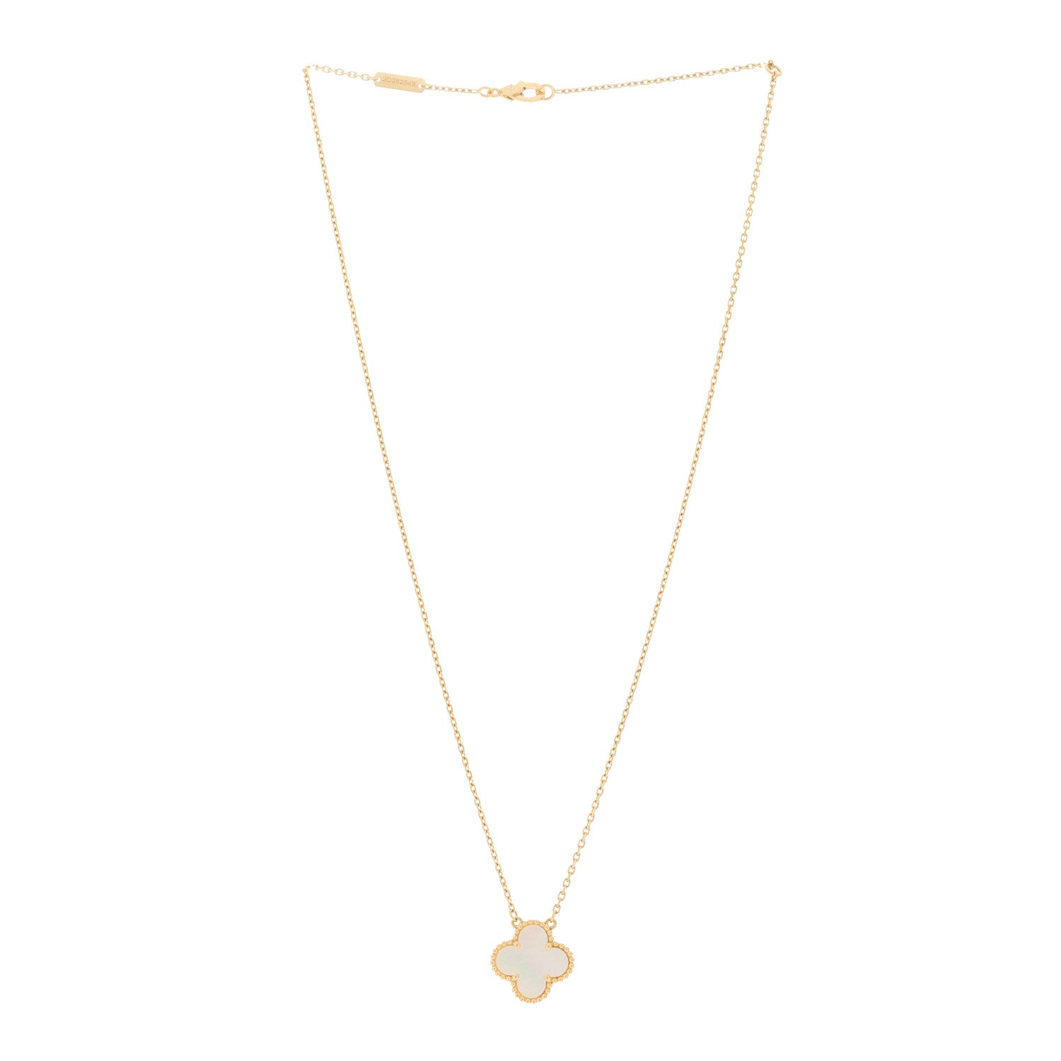 Van Cleef & Arpels 18K Yellow Gold Mother of Pearl Vintage Alhambra Pendant Necklace 2 of 6