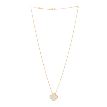Van Cleef & Arpels 18K Yellow Gold Mother of Pearl Vintage Alhambra Pendant Necklace 2 of 6