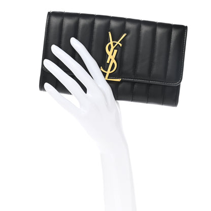 Saint Laurent Lambskin Matelasse Monogram Large Vicky Continental Wallet Black 2 of 9