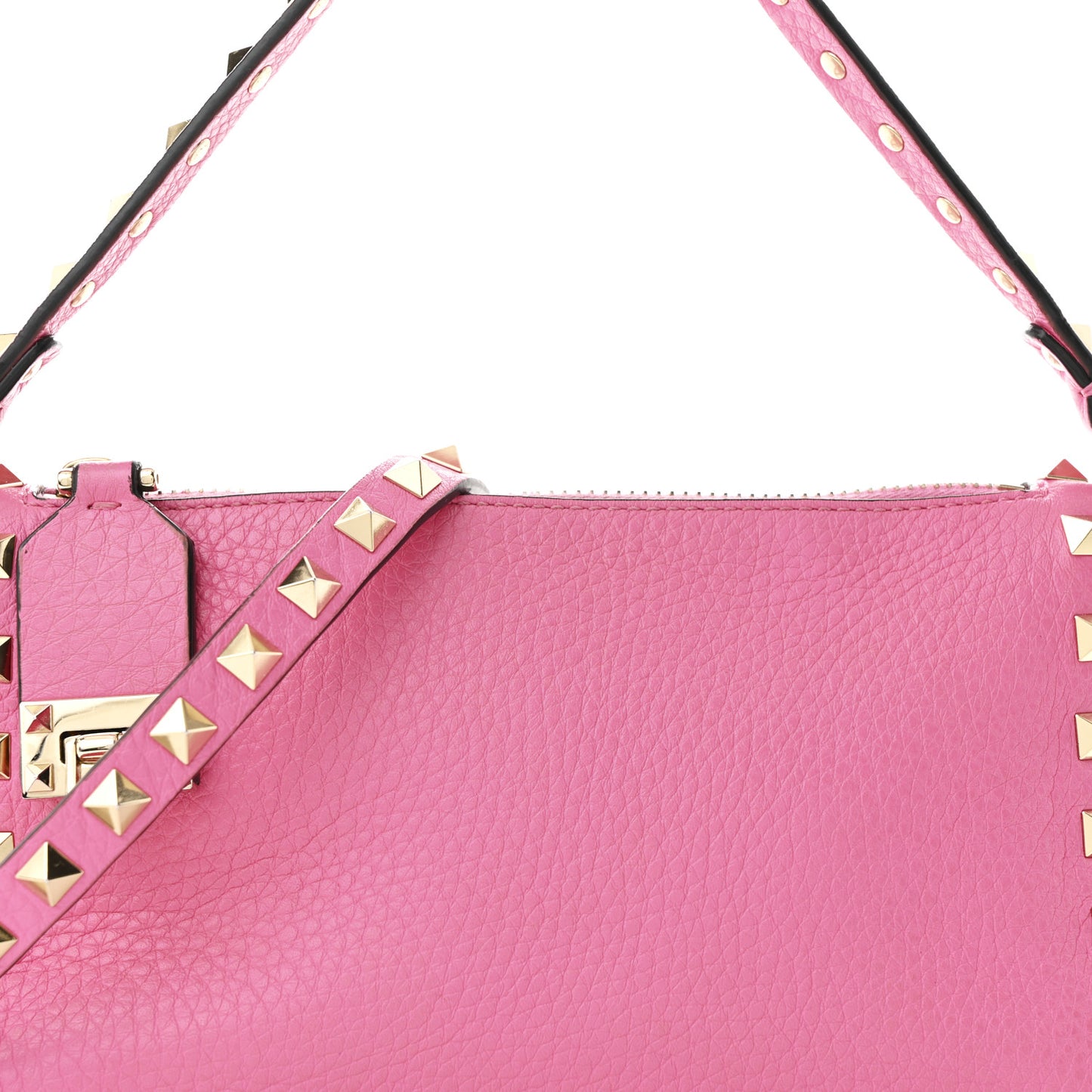 Pebbled Calfskin Small Rockstud Flip Lock Shoulder Bag Dawn Pink