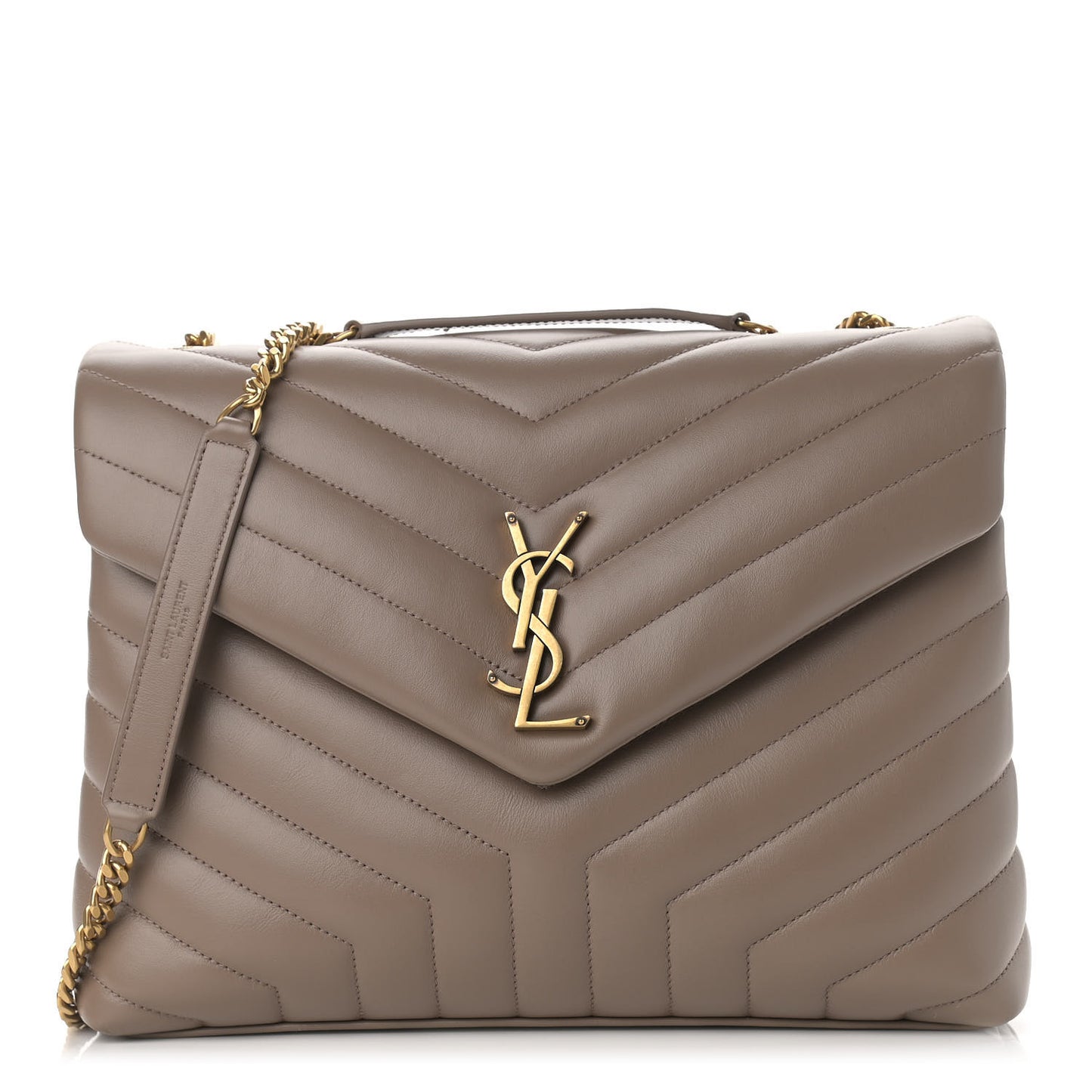 Calfskin Y Quilted Monogram Medium Loulou Chain Satchel Dark Beige