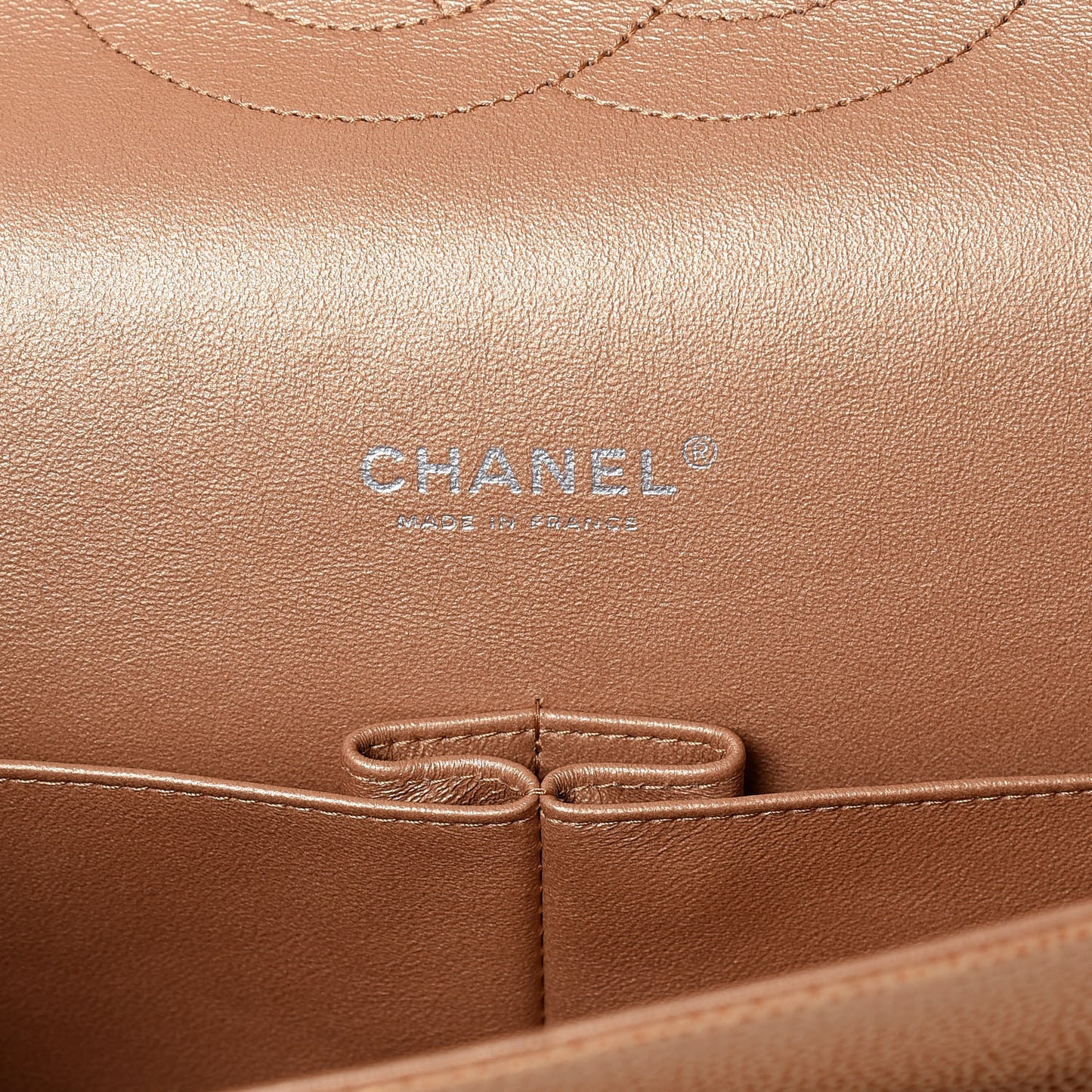 Metallic Soft Caviar Quilted Maxi Double Flap Copper