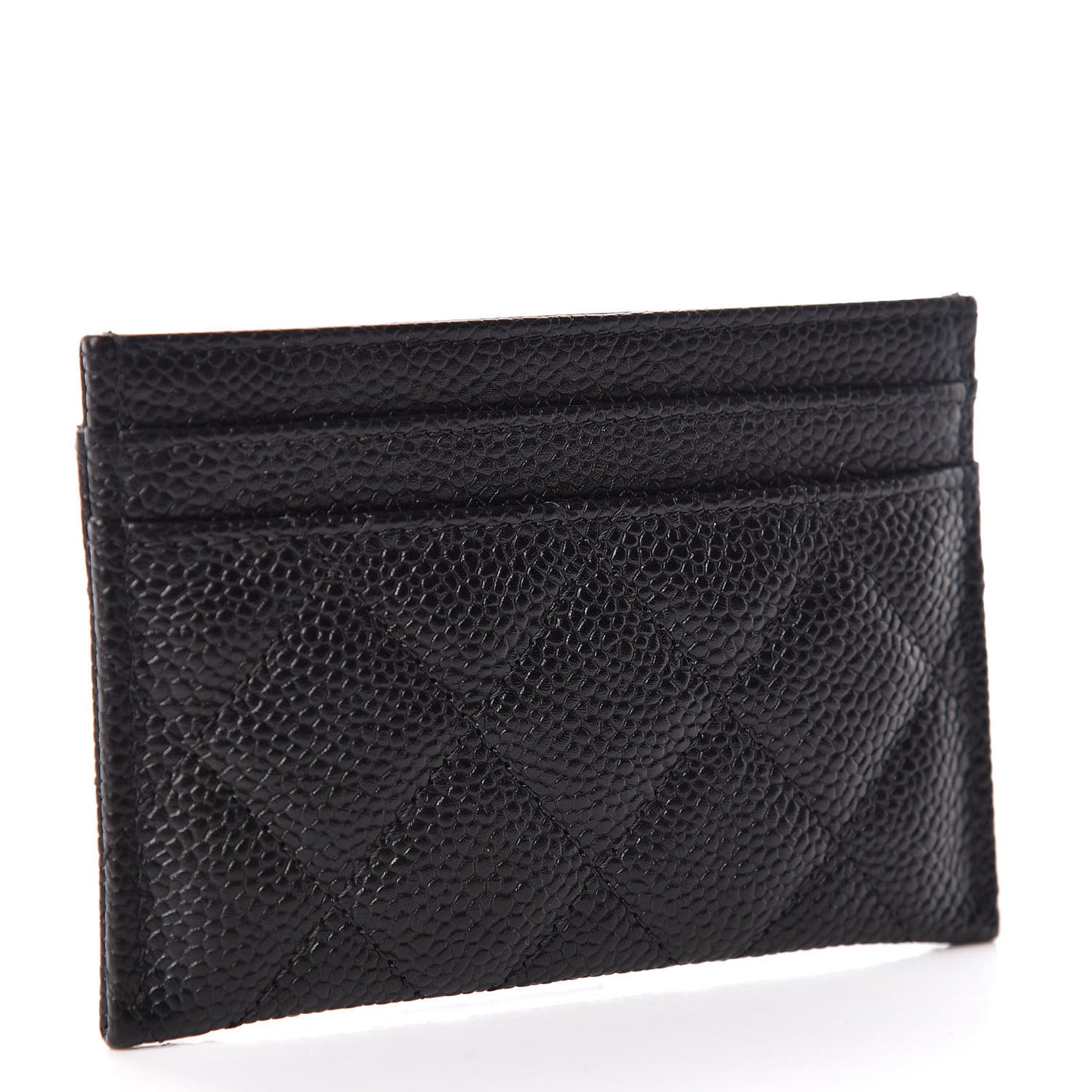 Caviar Quilted Filigree Card Holder Black