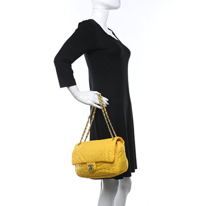 Chanel Nylon Vertical Quilted Jumbo Flap Yellow 3 of 12