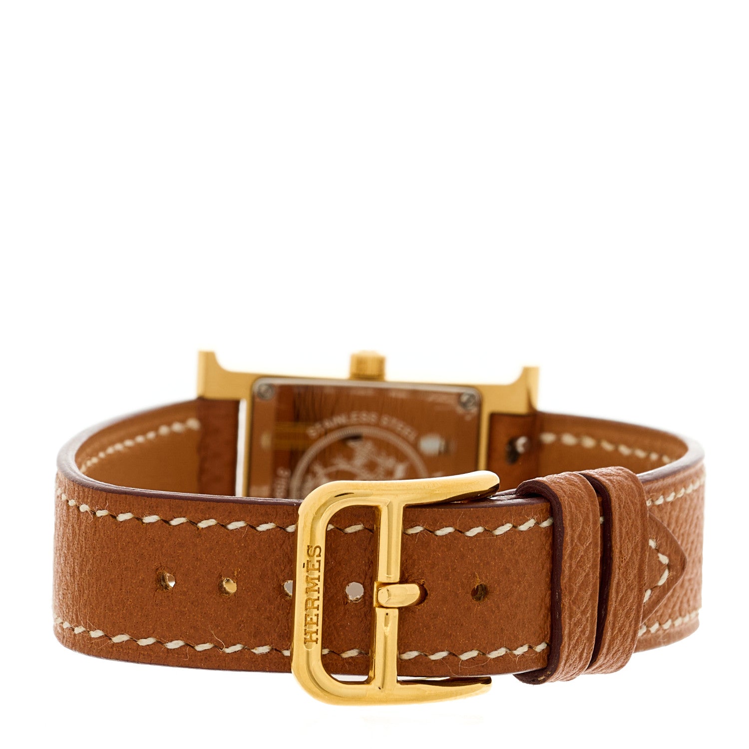 Hermes Stainless Steel Epsom 21mm Heure H Hour Quartz Watch Gold 3 of 4