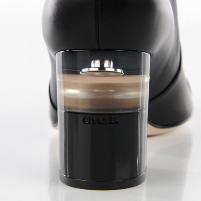 Chanel Calfskin Pearl Knee High Boots 37 Black 7 of 9