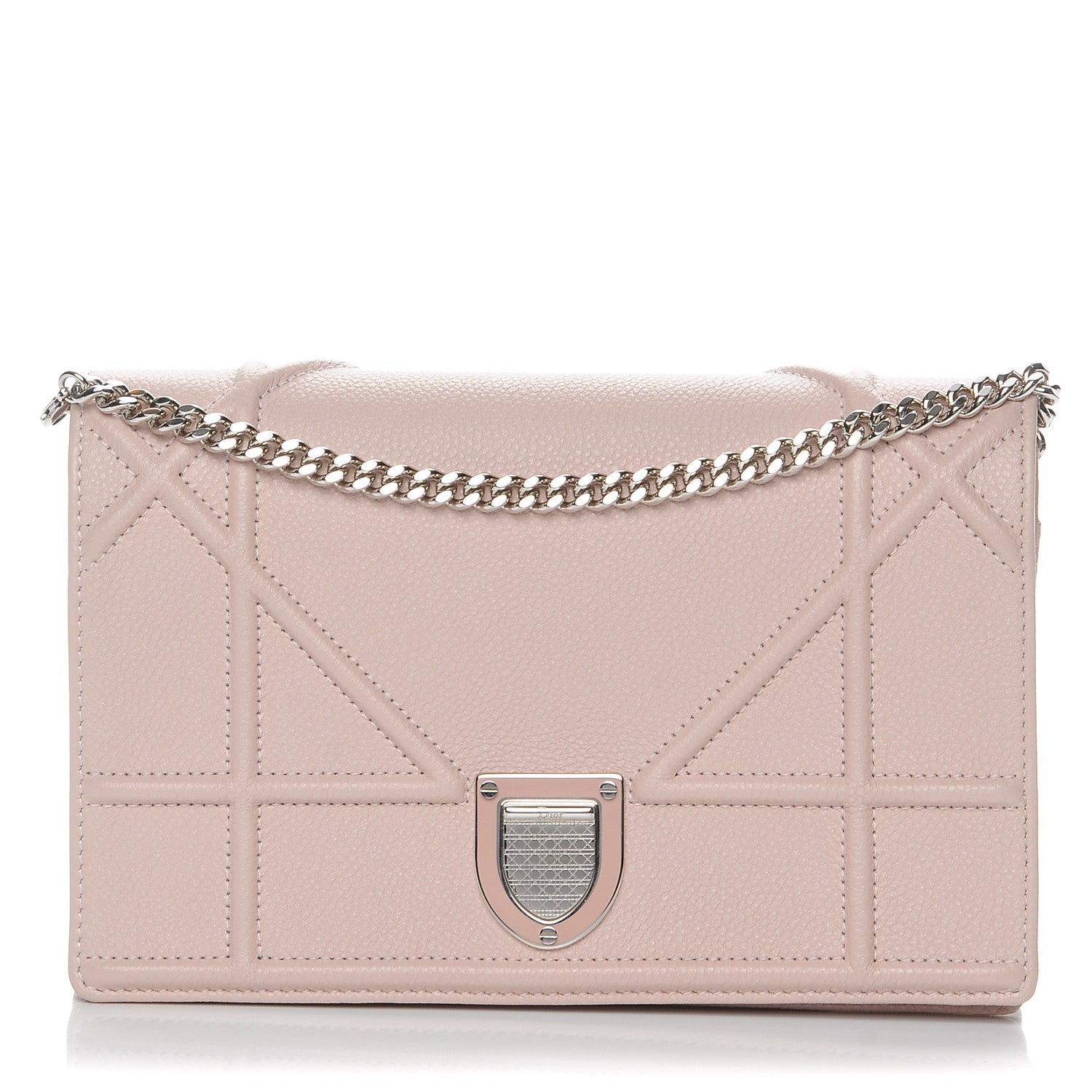 Christian Dior Grained Calfskin Diorama Wallet on Chain Pouch Rose Poudre 1 of 10