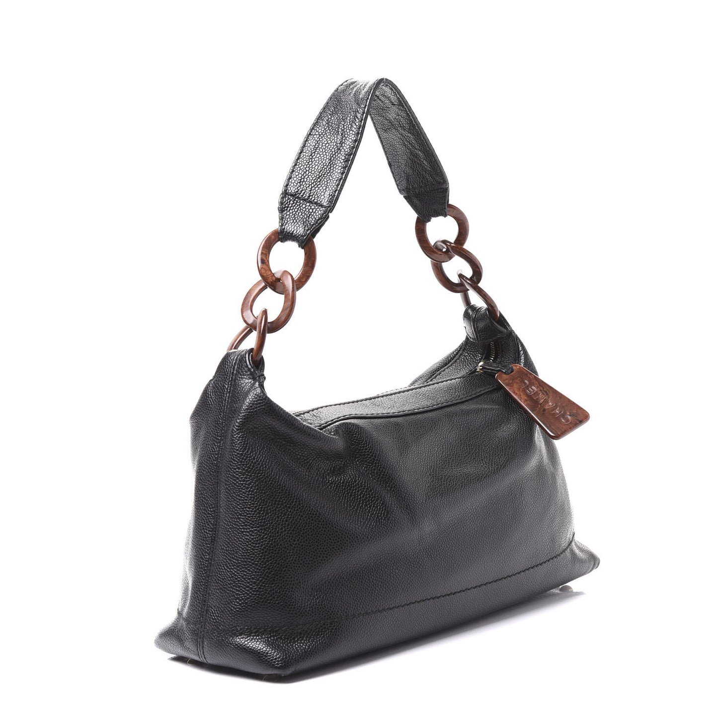 Caviar CC Wood Chain Hobo Black