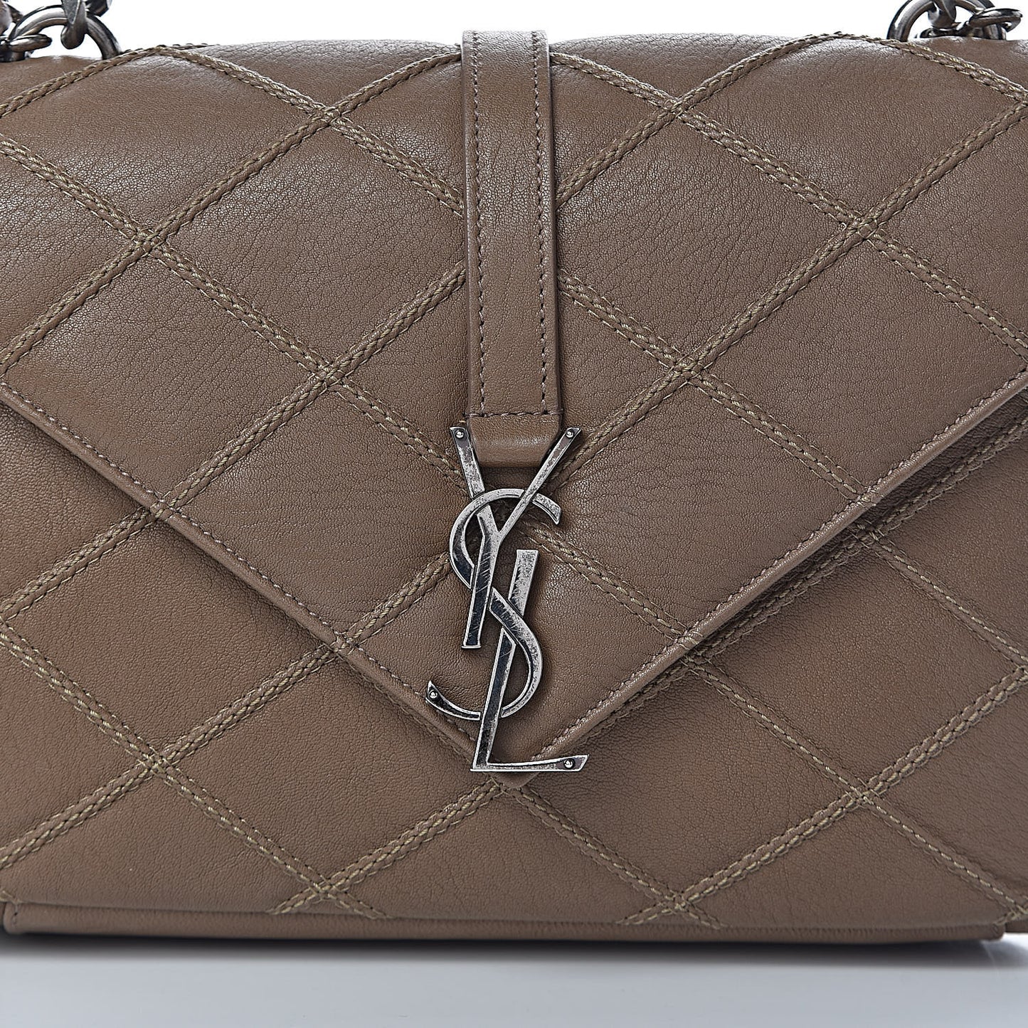 Calfskin Matelasse Diamond Quilted Monogram Medium College Bag Brown