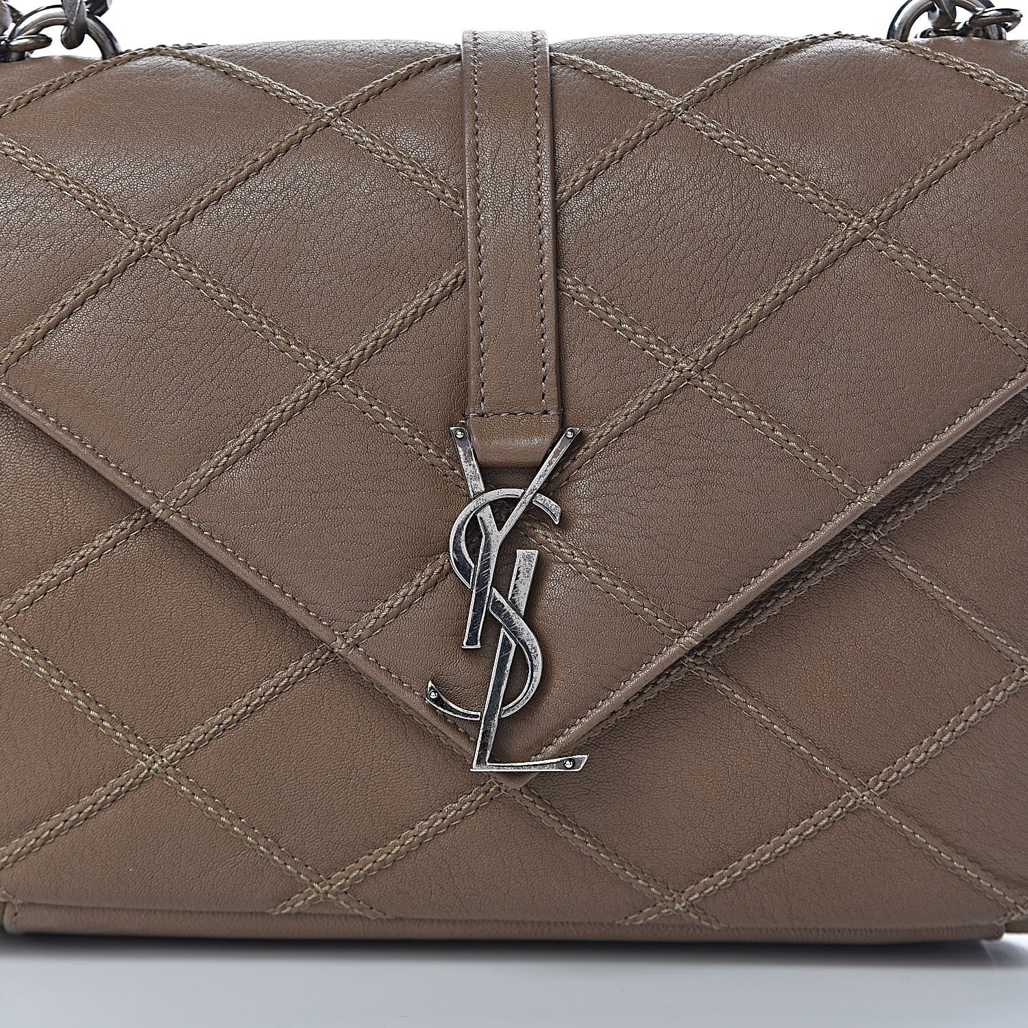 Saint Laurent Calfskin Matelasse Diamond Quilted Monogram Medium College Bag Brown 12 of 12
