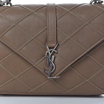 Saint Laurent Calfskin Matelasse Diamond Quilted Monogram Medium College Bag Brown 12 of 12