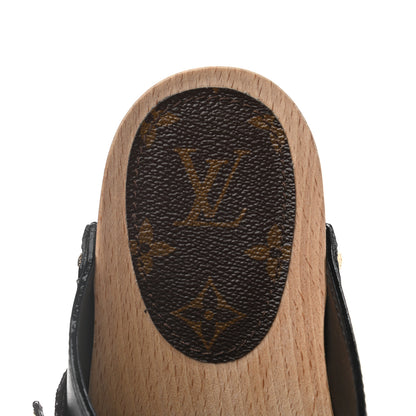 Louis Vuitton Calfskin Patent Monogram Cottage Clog Mules 41 Black 7 of 8