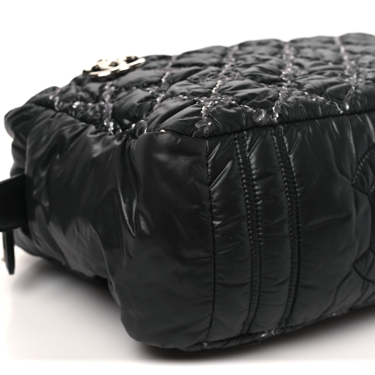 Chanel Nylon Quilted Tweed Stitch Bubble Camera Case Black 9 of 11