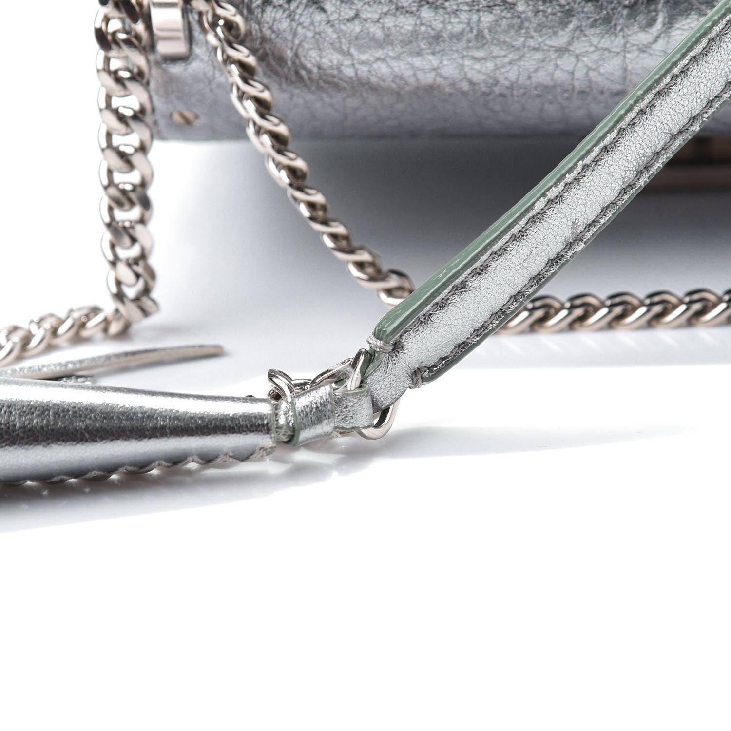 Jimmy Choo Metallic Grainy Calfskin Lockett Petite Shoulder Bag Platinum 9 of 10