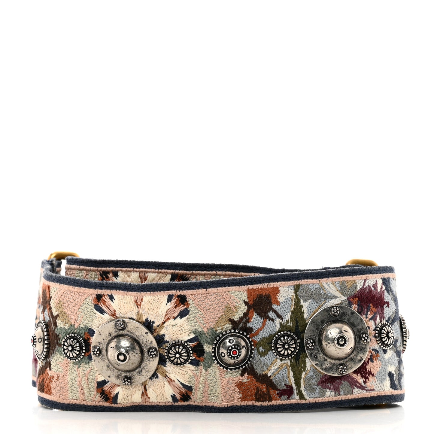 Canvas Embroidered Studded KaleiDiorscopic Shoulder Strap Multicolor